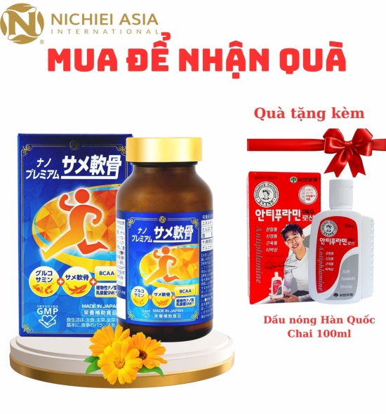 Viên uống hỗ trợ đau nhức xương khớp sụn vi cá mập của Nhật Nano Premium Shark Cartilage 150 viên